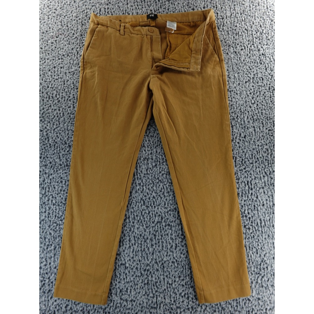 H&M Womens Chino Pants Mustard Yellow Straight Leg Casual Slacks Size 40R